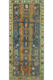 Fine VTG Lahor 55 Blue/Beige Runner, 3'11" x 8'10"