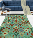 Sangat Cony Lt. Green/Red Rug, 3'3" x 4'10"