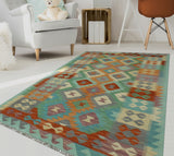 Sangat Afham Lt. Green/Orange Rug, 4'0" x 5'9"