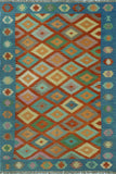 Sangat Bakir Blue/Rust Rug, 5'6" x 8'0"