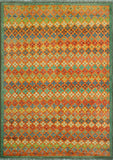 Balochi Zabrina Orange/Green Rug, 5'6" x 7'11"