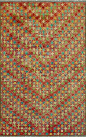 Balochi KoLt. en Rust/Turquoise Rug, 5'0" x 8'1"