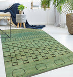 Balochi Crompton Ivory/Lt. Green Rug, 4'2" x 5'9"