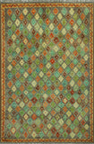 Balochi Sylas Charcoal/Green Rug, 4'0" x 5'11"