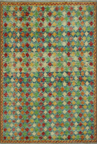 Balochi Kathlene Red/Green Rug, 4'0" x 6'0"