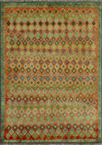 Balochi Jeanine Orange/Turquoise Rug, 4'11" x 6'4"