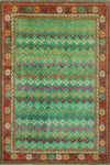 Balochi Musleh Turquoise/Ivory Rug, 4'1" x 6'0"