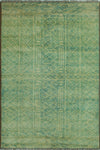 Balochi Burl Turquoise/Ivory Rug, 4'0" x 5'11"