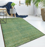 Balochi Burl Turquoise/Ivory Rug, 4'0" x 5'11"
