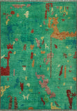 Balochi Lynwood Turquoise/Burgundy Rug, 3'7" x 4'11"