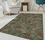 Balochi Rafeeq Grey/Rust Rug, 4'0" x 5'7"