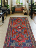 Fine VTG Trenton Red/Navy Runner, 4'7" x 9'10"