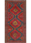 Fine VTG Hendrina Navy/Red Runner, 4'9" x 9'8"