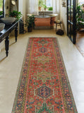 Fine VTG Wacfeld Rust/Navy Runner, 2'11" x 10'2"