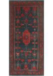 Fine VTG Hud Charcoal/Red Rug, 4'9" x 9'4"