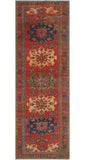 Fine VTG Hosna Red/Beige Runner, 3'7" x 10'3"