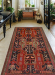 Semi Antique Firdous Charcoal/Red Rug, 4'8" x 9'5"