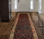 Fine VTG Gayle Black/Ivory Runner, 2'11" x 9'11"