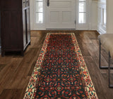 Fine VTG Gayle Black/Ivory Runner, 2'11" x 9'11"