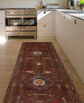 Fine VTG Daysi Burgundy/Brown Runner, 3'4" x 9'10"