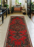 Fine VTG Hengameh Red/Ivory Runner, 3'5" x 10'2"