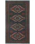 Vintage Asia Charcoal/Red Runner, 2'3" x 4'0"
