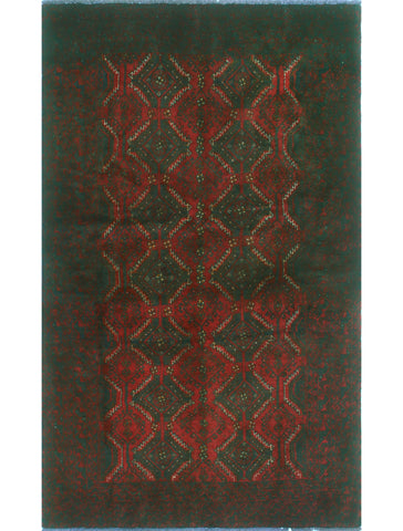 Fine VTG Anitza Red/Charcoal Runner, 3'4" x 5'6"