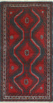 Vintage Delaram Red/Navy Runner, 3'1" x 5'10"