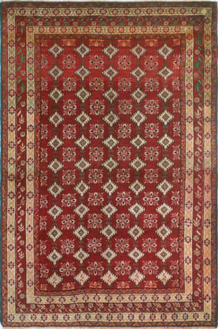 Vintage Manuel Burgundy/Ivory Rug, 4'6" x 6'11"