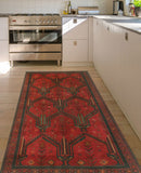 Vintage Crespin Red/Charcoal Runner, 3'10" x 7'9"
