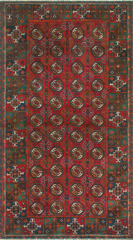 Vintage Maxwell Red/Green Rug, 3'8" x 6'7"