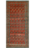 Vintage Cupere Red/Charcoal Runner, 4'7" x 9'10"