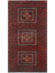 Vintage Baderinw Red/Charcoal Rug, 3'0" x 5'5"