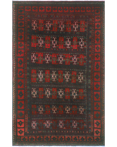 Vintage Calliope Purple/Rust Rug, 4'2" x 6'5"