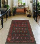 Vintage Calliope Purple/Rust Rug, 4'2" x 6'5"