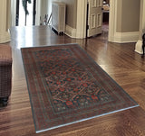 Vintage Azar Charcoal/Burgundy Runner, 3'3" x 5'8"