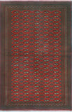 Fine VTG Melinda Red/Charcoal Rug, 4'2" x 6'5"