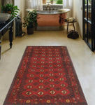 Vintage Diya Red/Charcoal Rug, 3'10" x 5'9"