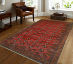 Vintage Delmar Red/Ivory Rug, 4'0" x 6'9"