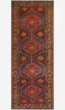 Fine VTG Delcy Red/Beige Runner, 3'10" x 10'2"