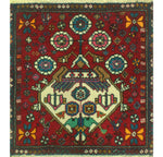 Fine VTG Raedford Red/Navy Runner, 2'2" x 2'2"