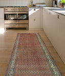 Semi Antique All Rust/Ivory Runner, 3'5" x 10'2"
