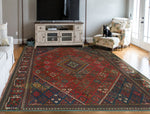 Fine VTG Mahlagha Red/Navy Rug, 8'0" x 9'2"