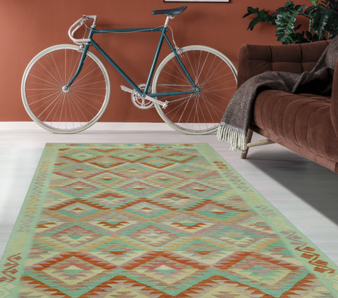 Sangat Beore Red/Blue-Green Rug, 6'1" x 9'8"