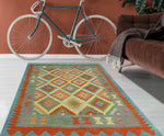 Sangat Batcha Red/Blue Rug, 4'10" x 6'3"