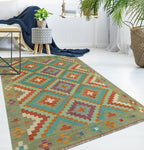 Sangat Jamileh Turquoise/Ivory Rug, 4'10" x 6'7"