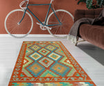 Sangat Fatemeh Rust/Blue Rug, 4'10" x 7'3"