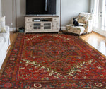 Fine VTG Erdem Red/Charcoal Rug, 9'4" x 12'10"