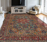 Semi Antique Chadbyrn Blue/Red Rug, 9'4" x 12'6"