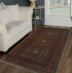 Vintage Parto Red/Charcoal Runner, 3'5" x 6'2"